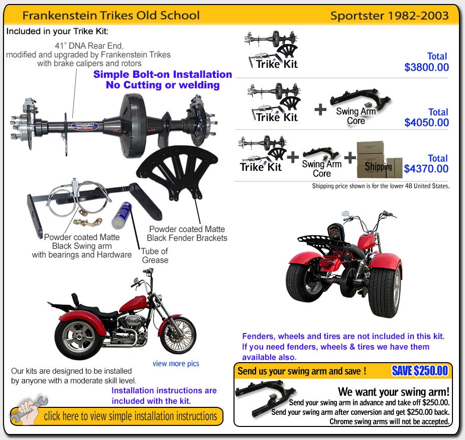 sportster trike kit frankenstein trikes sportster H